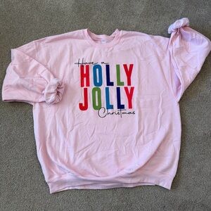 Festive Pink 'Holly Jolly Christmas' Sweatshirt